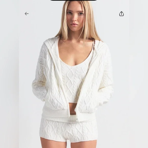 NWT SKIMS Cable Knit Pants Ivory Size Medium - Picture 4 of 9